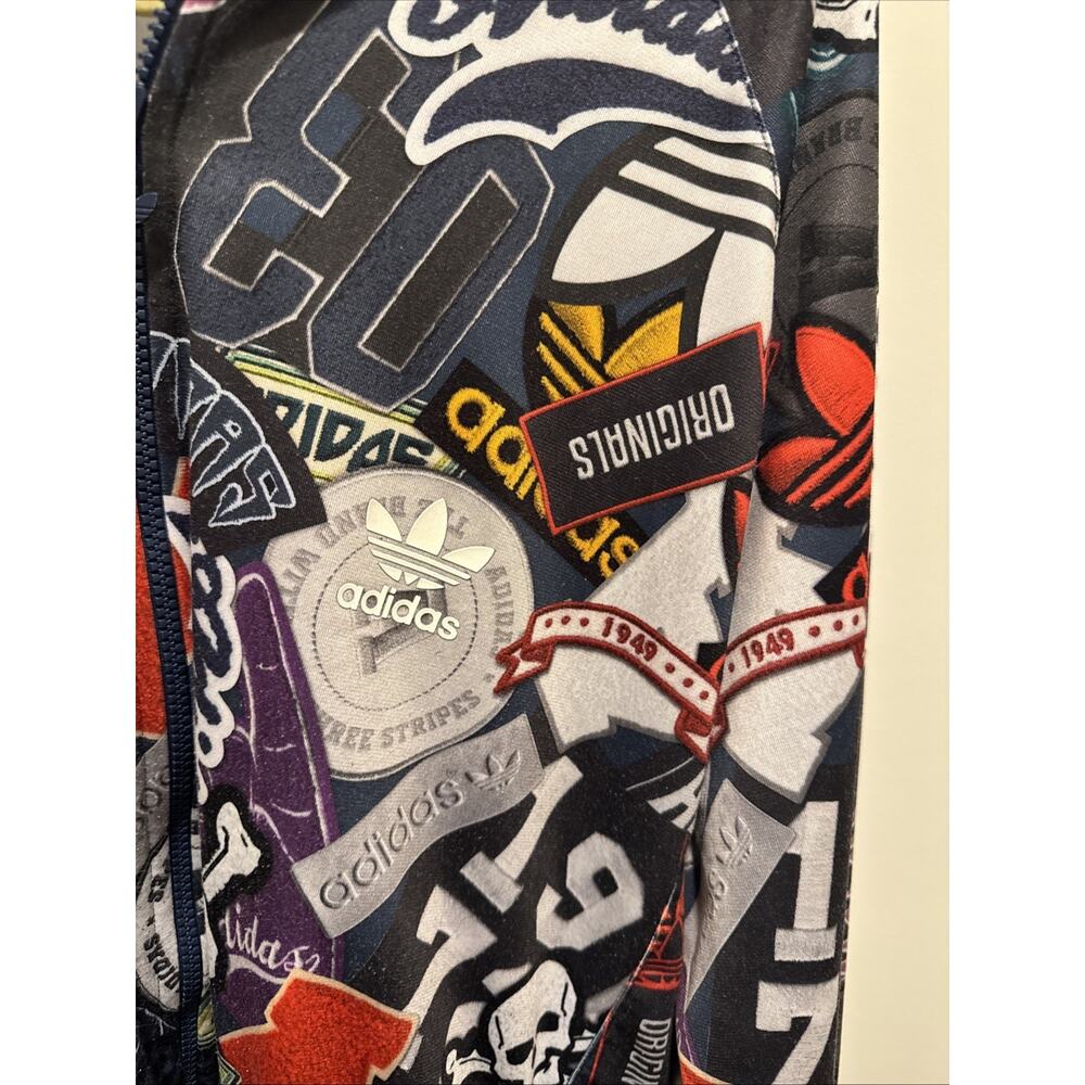 Adidas - All Over Print Logo Zip Up Jacket. Mens 2XL. Logo and Skull print - Picture 4 of 11